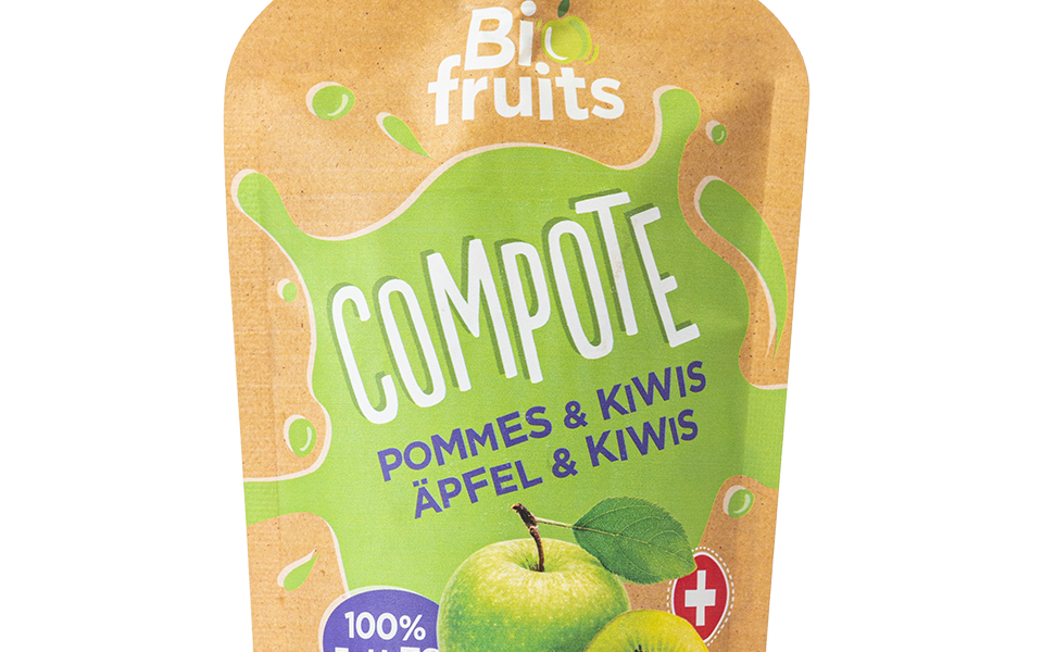 Biofruits Compotes pommes & kiwis Un mélange détonant